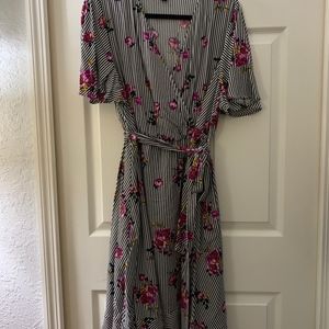 Torrid Size 2 - FLORAL STRIPE CHALLIS WRAP DRESS